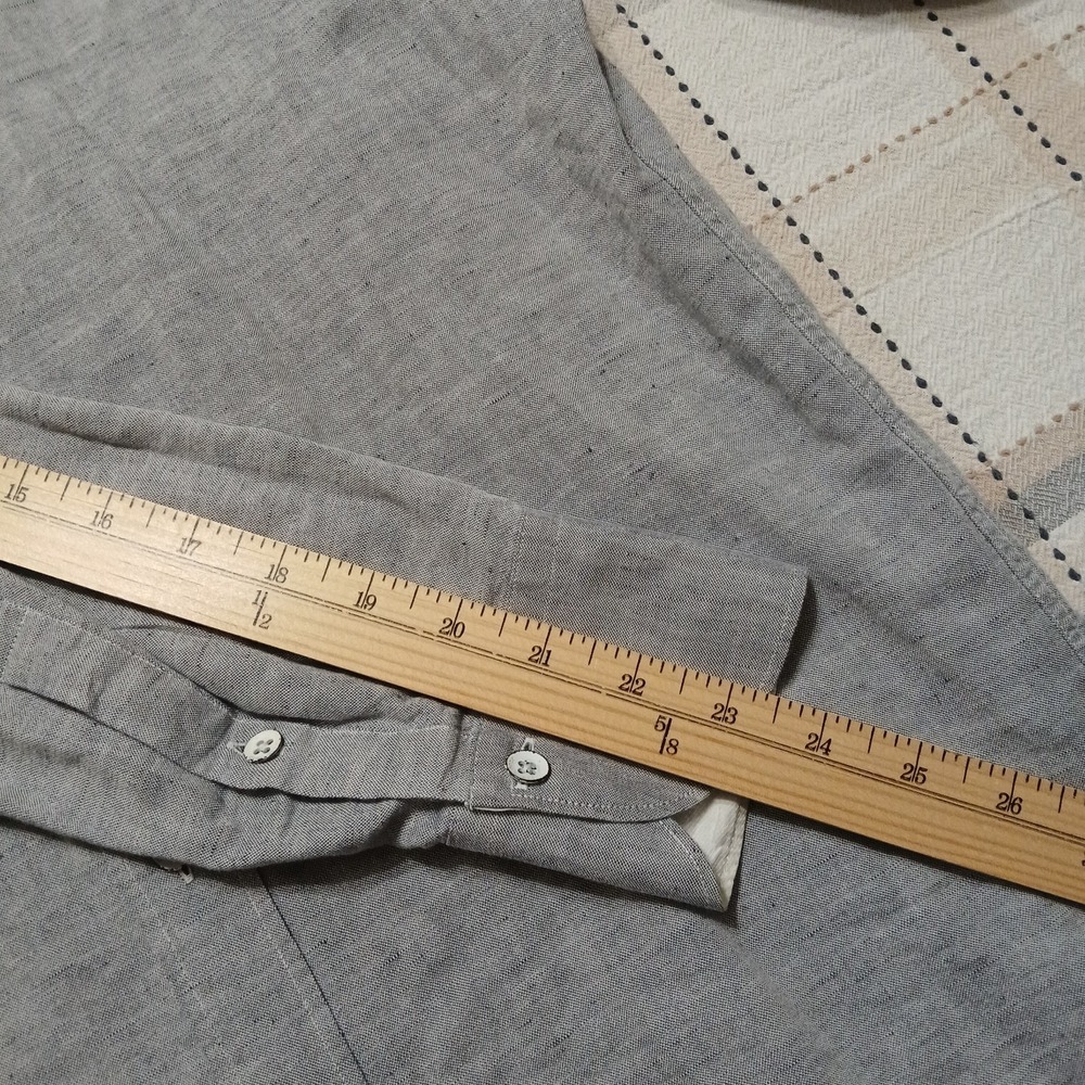 rag&bone Gray Linen Blend Long Sleeve Button Shirt Fit 1 / 14.5" Portugal Made - Picture 12 of 12
